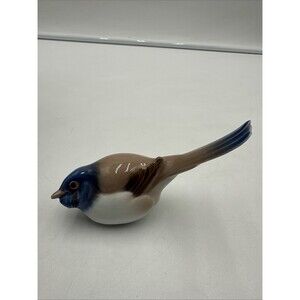 Vintage Bing and Grondahl Blue Tit 1633 Porcelain Bird Figurine Denmark 5 inch